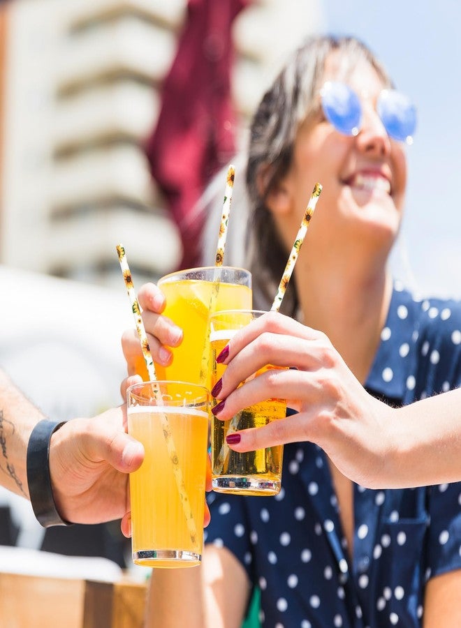 JarThenaAMCS 200Pcs Sunflower Paper Straws Watercolor Yellow Floral Disposable Drinking Straws Summer Party Straws for Juice Shake Cocktail Birthday Baby Shower Wedding Party Supplies - Image 4